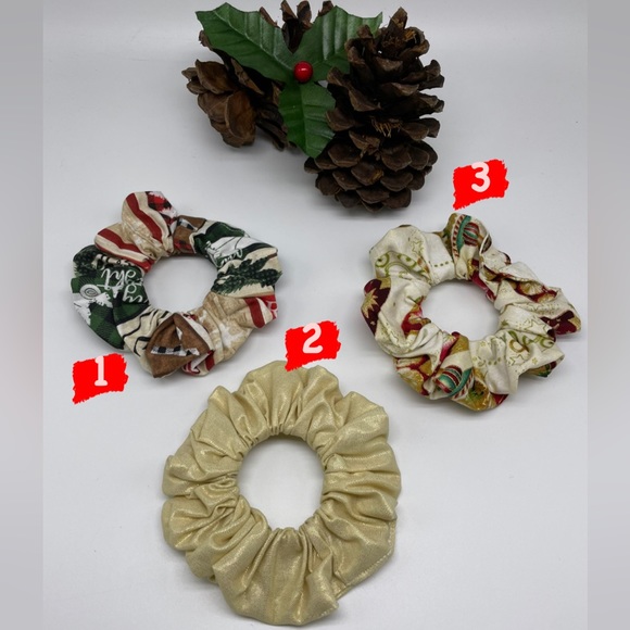Set of 3 Christmas Inspired Scrunchies / Holiday Scrunchies - Picture 2 of 7